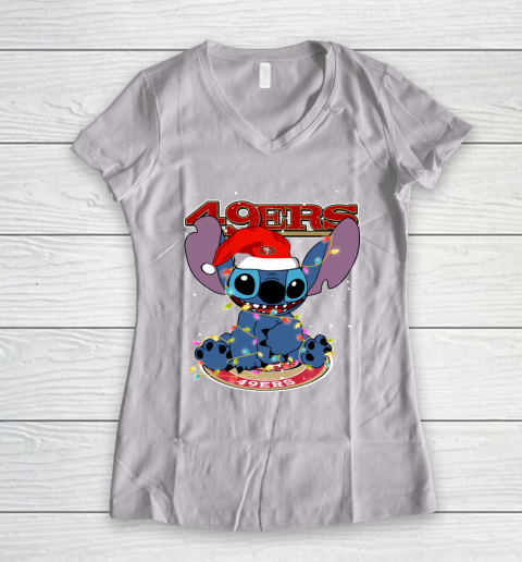 San Francisco 49ers NFL Football noel stitch Christmas Women's V-Neck T-Shirt