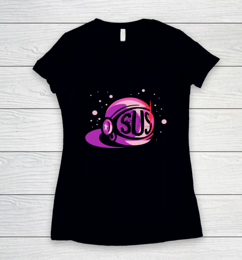 AH Dont Be SUS (pink) Among US Women's V-Neck T-Shirt
