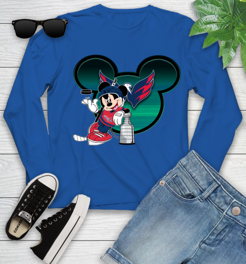 NHL Washington Capitals Stanley Cup Mickey Mouse Disney Hockey T Shirt Youth Long Sleeve 9