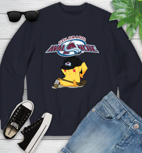 NHL Pikachu Hockey Sports Colorado Avalanche Youth Sweatshirt 3