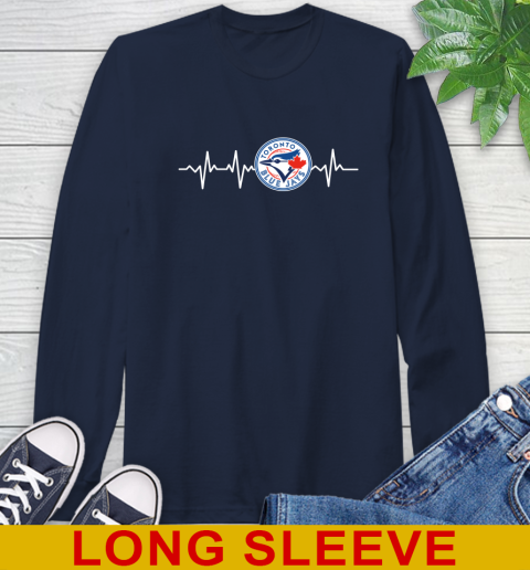 Toronto Blue Jays MLB Baseball Heart Beat Shirt Long Sleeve T-Shirt 3