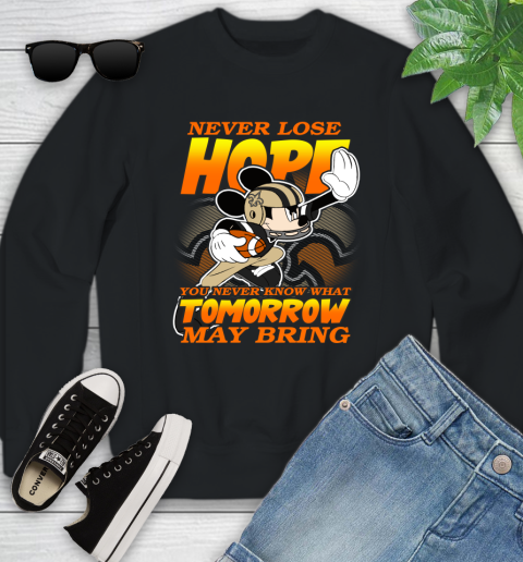 New Orleans Saints NFL Football Mickey Disney Never Lose Hope Youth Sweatshirt