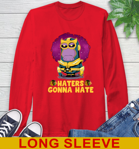 NHL Hockey Chicago Blackhawks Haters Gonna Hate Thanos Minion Marvel Shirt Long Sleeve T-Shirt 10