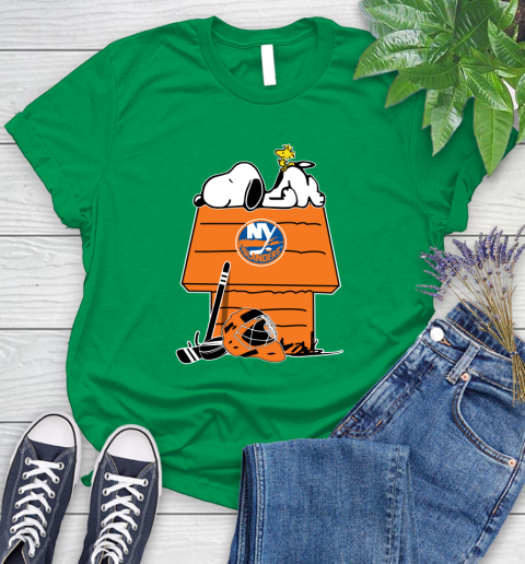 New York Islanders NHL Hockey Snoopy Woodstock The Peanuts Movie (1) Women's T-Shirt 6
