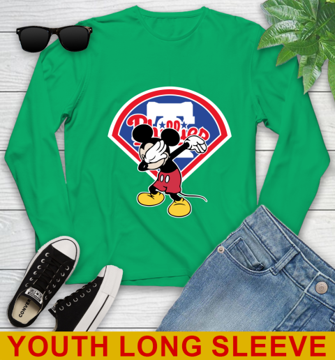 Philadelphia Phillies MLB Baseball Dabbing Mickey Disney Sports Youth Long Sleeve 7