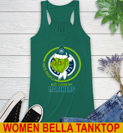Seattle Mariners MLB Christmas Grinch I Hate People But I Love My Favorite Baseball Team Racerback Tank 7