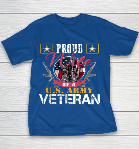 Veteran Shirt Vintage Proud Wife Of A U S Army Veteran Youth T-Shirt 6