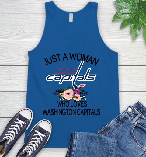 NHL Just A Woman Who Loves Washington Capitals Hockey Sports Tank Top 3