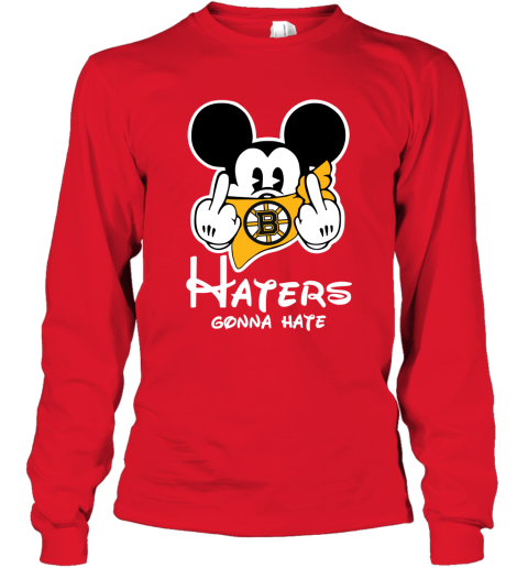 NHL Hey Haters Mickey Hockey Sports Boston Bruins Long Sleeve T-Shirt