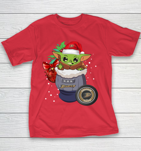 Anaheim Ducks Christmas Baby Yoda Star Wars Funny Happy NHL Youth T-Shirt 9