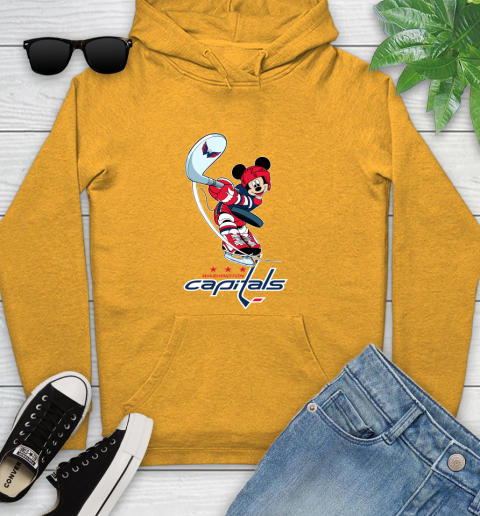 NHL Hockey Washington Capitals Cheerful Mickey Mouse Shirt Youth Hoodie 3