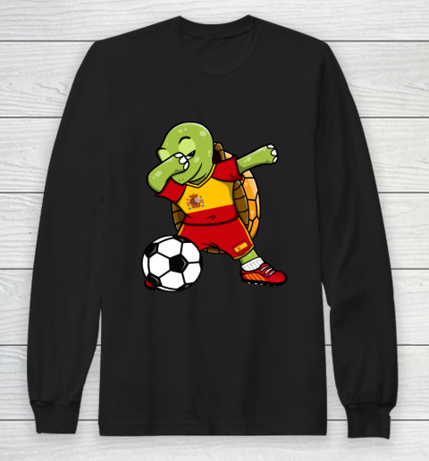 Dabbing Turtle Spain Soccer Fans Jersey Spanish Football Long Sleeve T-Shirt