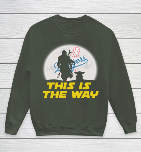 Los Angeles Dodgers MLB Baseball Star Wars Yoda And Mandalorian This Is The Way Youth Sweatshirt 8