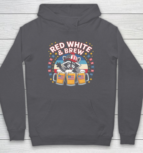 Funny Raccoon red white and brew Independence Day 4th of July Hoodie 4
