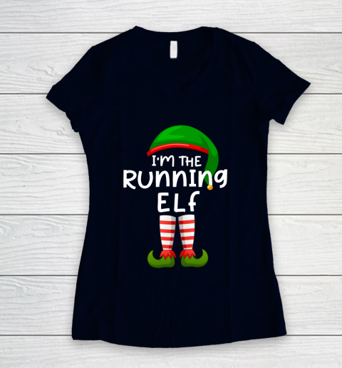 I m The Running Elf Funny Elf Family Matching Christmas Women's V-Neck T-Shirt 2