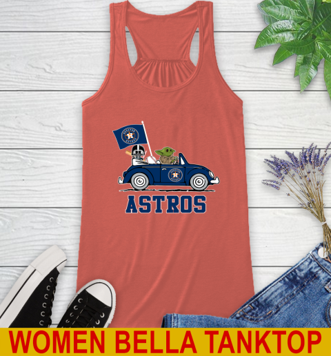 MLB Baseball Houston Astros Darth Vader Baby Yoda Driving Star Wars Shirt Racerback Tank 4