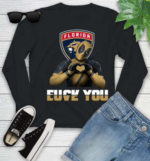 NHL Florida Panthers Deadpool Love You Fuck You Hockey Sports Youth Long Sleeve