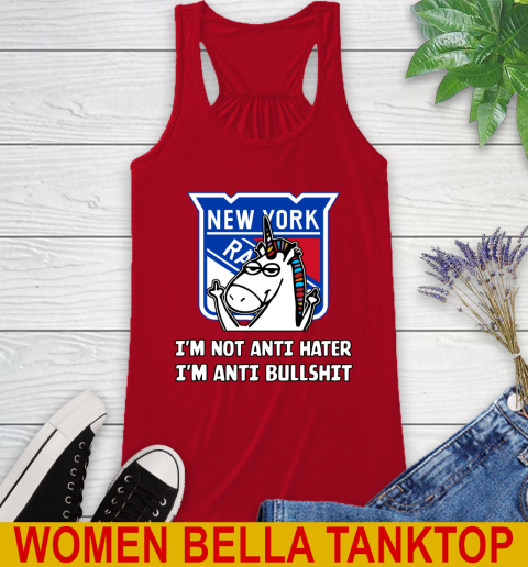 New York Rangers NHL Hockey Unicorn I'm Not Anti Hater I'm Anti Bullshit Racerback Tank 6