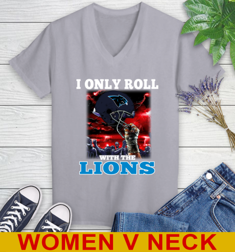 Carolina Panthers NFL Football I Only Roll With My Team Sports Women's V-Neck T-Shirt 4