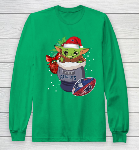 New England Patriots Christmas Baby Yoda Star Wars Funny Happy NFL Long Sleeve T-Shirt 7