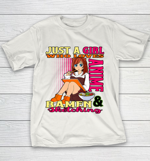 Just A Girl Who Loves Anime Ramen Sketching Teen Merchandise Youth T-Shirt