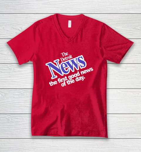 DETROIT NEWS THE FIRST GOOD NEWS OF THE DAY V-Neck T-Shirt 6