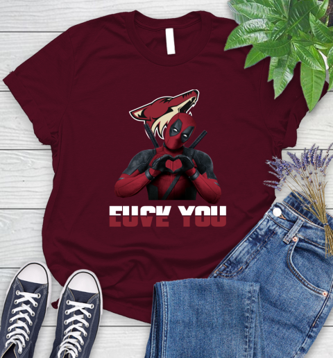 NHL Arizona Coyotes Deadpool Love You Fuck You Hockey Sports Women's T-Shirt 7