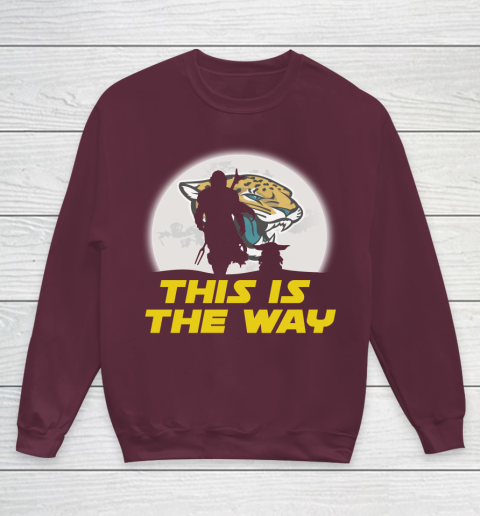 Jacksonville Jaguars NFL Football Star Wars Yoda And Mandalorian This Is The Way Youth Sweatshirt 4