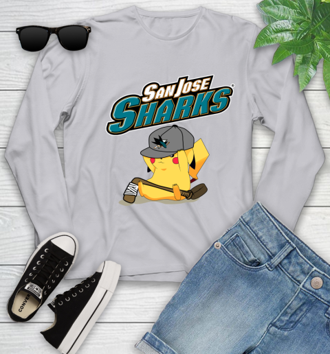 NHL Pikachu Hockey Sports San Jose Sharks Youth Long Sleeve 5
