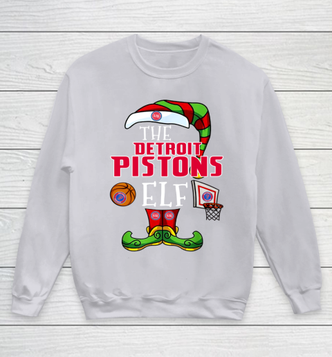 Detroit Pistons Christmas ELF Funny NBA Youth Sweatshirt 3