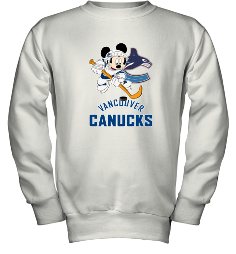 NHL Hockey Mickey Mouse Team Vancouver Canucks Youth Sweatshirt