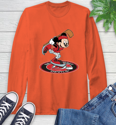 NHL Hockey New Jersey Devils Cheerful Mickey Disney Shirt Long Sleeve T-Shirt 5