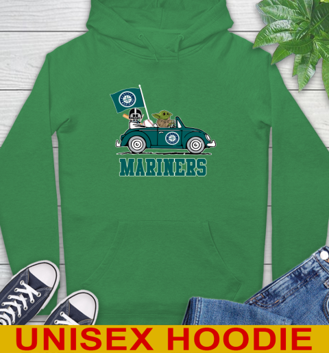 MLB Baseball Seattle Mariners Darth Vader Baby Yoda Driving Star Wars Shirt Hoodie 8
