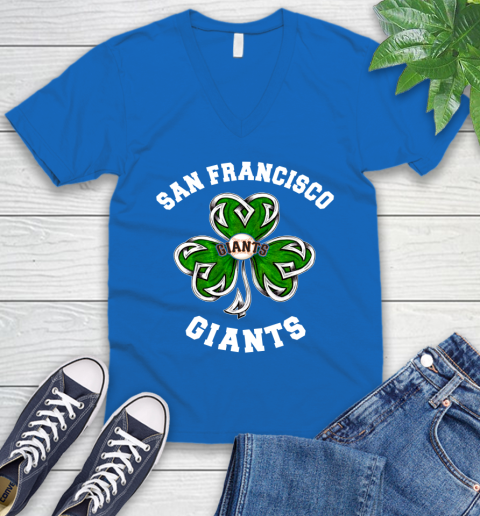 MLB an Francisco Giants Three Leaf Clover St Patrick's Day Baseball Sports V-Neck T-Shirt 5