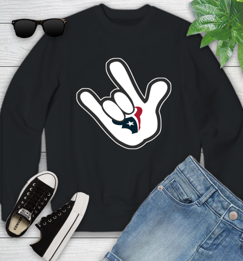 Houston Texans NFL Football Mickey Rock Hand Disney Youth Sweatshirt 2