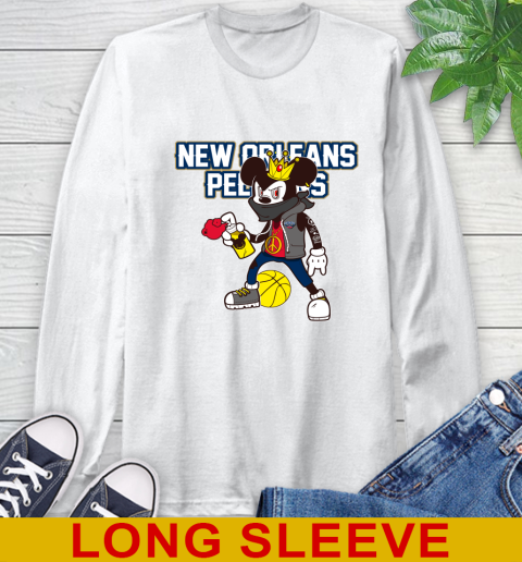 New Orleans Pelicans NBA Basketball Mickey Peace Sign Sports Long Sleeve T-Shirt