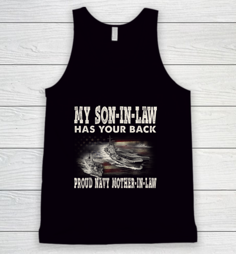 Proud Navy Mother In Law My Son In Law Has Your Back Gift Tank Top
