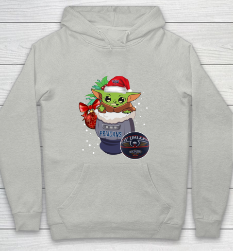 New Orleans Pelicans Christmas Baby Yoda Star Wars Funny Happy NBA Youth Hoodie 2