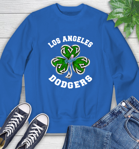 MLB Los Angeles Dodgers Three Leaf Clover St Patrick's Day Baseball Sports Sweatshirt 9
