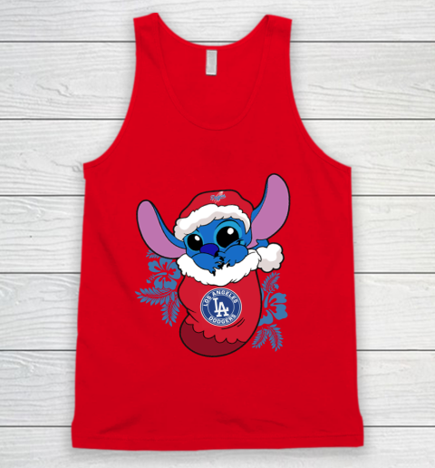 Los Angeles Dodgers Christmas Stitch In The Sock Funny Disney MLB Tank Top 6