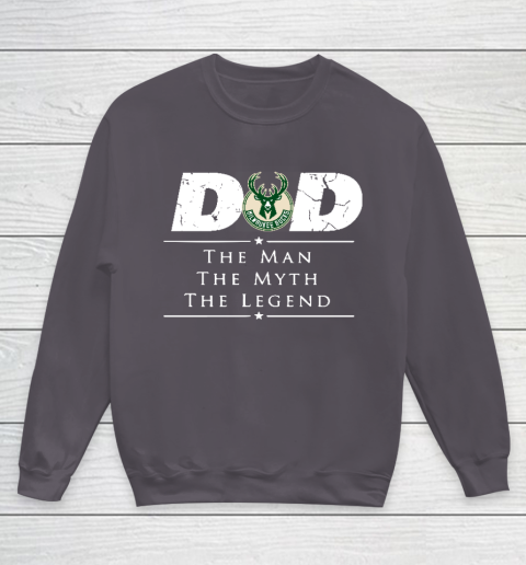 Milwaukee Bucks NBA Basketball Dad The Man The Myth The Legend Youth Sweatshirt 5