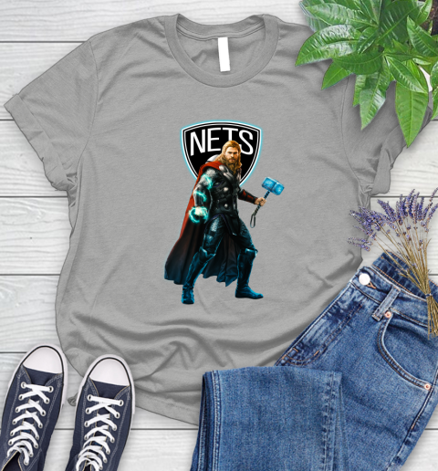 NBA Thor Avengers Endgame Basketball Brooklyn Nets Women's T-Shirt 10