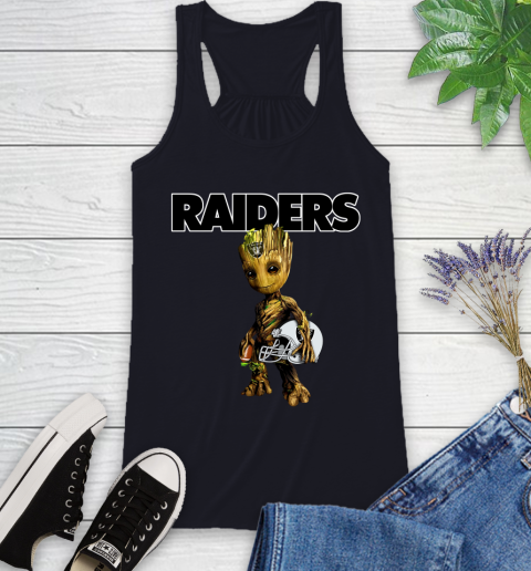 Oakland Raiders NFL Football Groot Marvel Guardians Of The Galaxy Racerback Tank 10