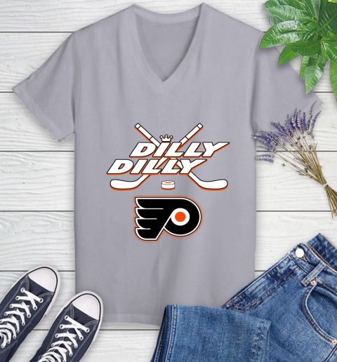 NHL Philadelphia Flyers Dilly Dilly Hockey Sports Women's V-Neck T-Shirt 4