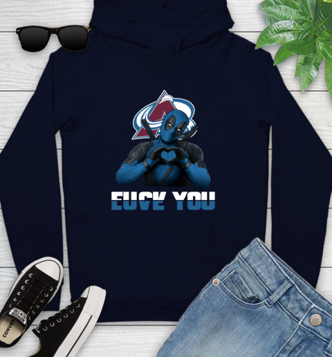 NHL Colorado Avalanche Deadpool Love You Fuck You Hockey Sports Youth Hoodie 3