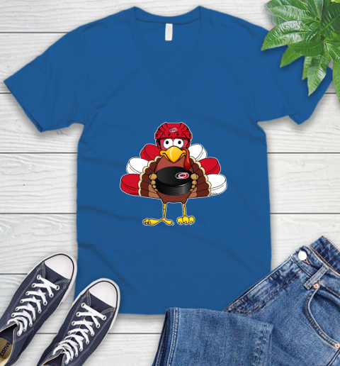 Carolina Hurricanes Turkey Thanksgiving Day V-Neck T-Shirt 6