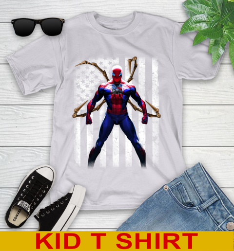 NHL Hockey New York Rangers Spider Man Avengers Marvel American Flag Shirt Youth T-Shirt 4
