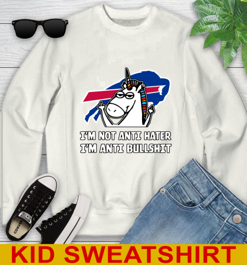 Buffalo Bills NFL Football Unicorn I'm Not Anti Hater I'm Anti Bullshit Youth Sweatshirt