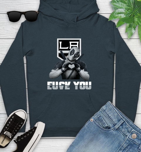 NHL Los Angeles Kings Deadpool Love You Fuck You Hockey Sports Youth Hoodie 10