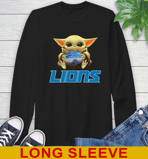 NFL Football Detroit Lions Baby Yoda Star Wars Shirt Long Sleeve T-Shirt 2